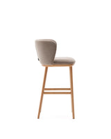 Hocker Ciselia braune Chenille und massive Esche mit natürlichem Finish FSC Mix Credit 75 cm - ZEN ZONE Furniture