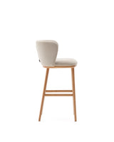 Hocker Ciselia beige Chenille und massive Esche mit natürlichem Finish FSC Mix Credit 75 cm - ZEN ZONE Furniture