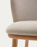 Hocker Ciselia beige Chenille und massive Esche mit natürlichem Finish FSC Mix Credit 75 cm - ZEN ZONE Furniture