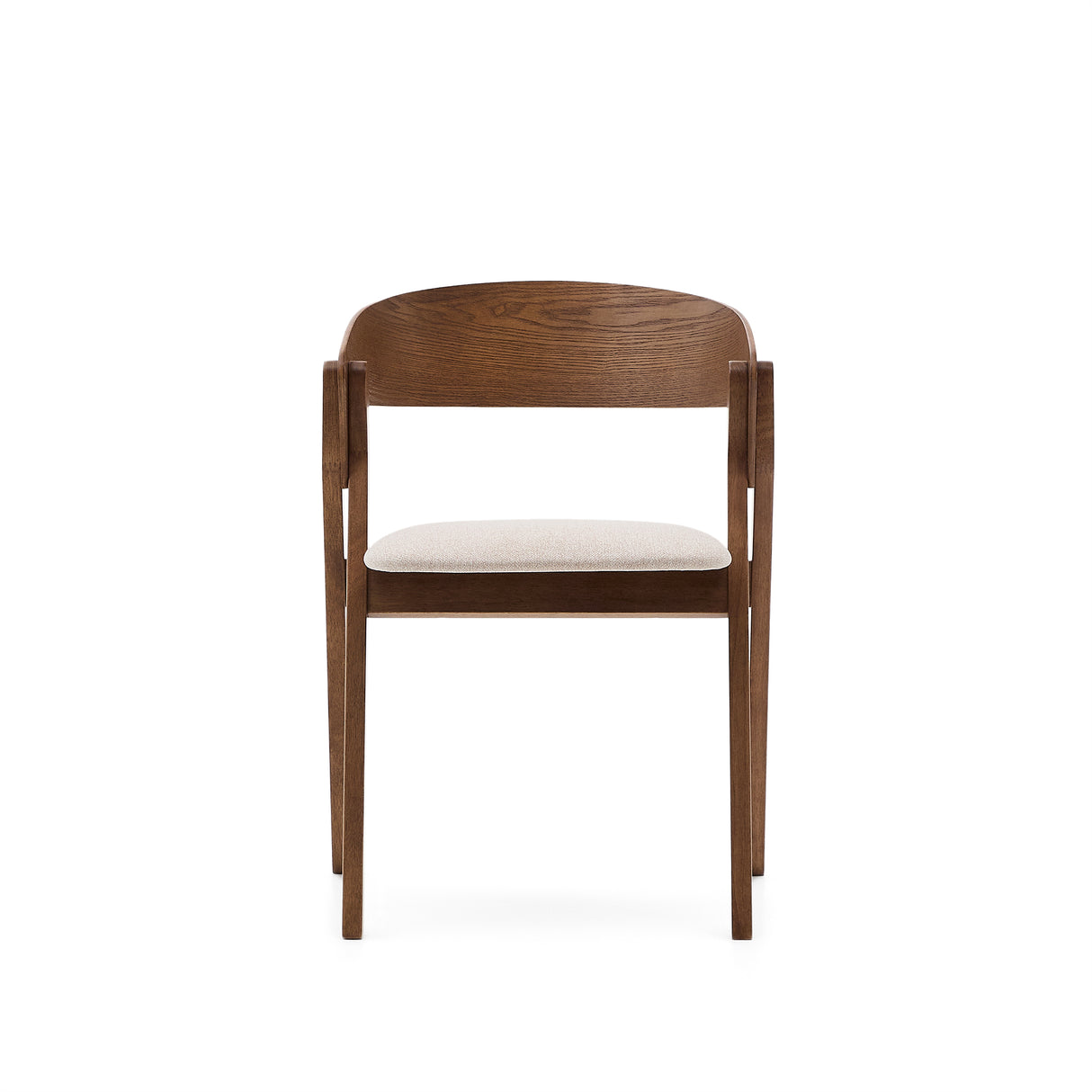 Stuhl Godia aus Eschefurnier und massivem Kautschukholz mit Wengé-Finish und beigefarbener Chenille - ZEN ZONE Furniture