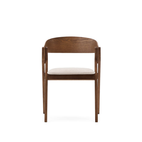 Stuhl Godia aus Eschefurnier und massivem Kautschukholz mit Wengé-Finish und beigefarbener Chenille - ZEN ZONE Furniture