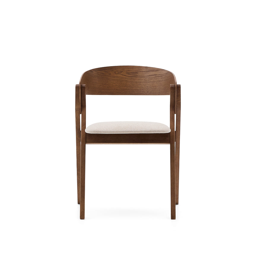 Stuhl Godia aus Eschefurnier und massivem Kautschukholz mit Wengé-Finish und beigefarbener Chenille - ZEN ZONE Furniture