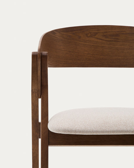 Stuhl Godia aus Eschefurnier und massivem Kautschukholz mit Wengé-Finish und beigefarbener Chenille - ZEN ZONE Furniture