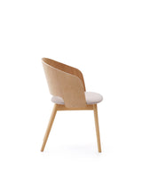 Stuhl Senoa aus Eschefurnier und massivem Kautschukholz mit naturfarbenem Finish und beigefarbener Chenille - ZEN ZONE Furniture