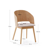 Stuhl Senoa aus Eschefurnier und massivem Kautschukholz mit naturfarbenem Finish und beigefarbener Chenille - ZEN ZONE Furniture