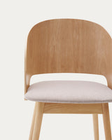 Stuhl Senoa aus Eschefurnier und massivem Kautschukholz mit naturfarbenem Finish und beigefarbener Chenille - ZEN ZONE Furniture