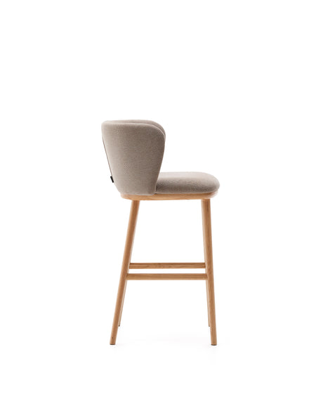 Hocker Ciselia braune Chenille und massive Esche mit natürlichem Finish FSC Mix Credit 65 cm - ZEN ZONE Furniture