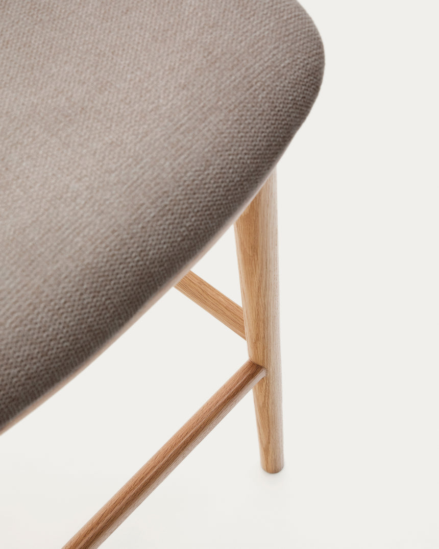 Hocker Ciselia braune Chenille und massive Esche mit natürlichem Finish FSC Mix Credit 65 cm - ZEN ZONE Furniture