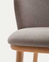 Hocker Ciselia braune Chenille und massive Esche mit natürlichem Finish FSC Mix Credit 65 cm - ZEN ZONE Furniture