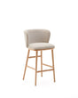 Hocker Ciselia beige Chenille und massive Esche mit natürlichem Finish FSC Mix Credit 65 cm - ZEN ZONE Furniture