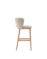 Hocker Ciselia beige Chenille und massive Esche mit natürlichem Finish FSC Mix Credit 65 cm - ZEN ZONE Furniture