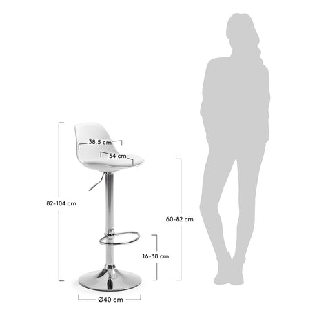Orlando-T Barhocker aus Stahl weiß Höhe 60-82 cm - ZEN ZONE Furniture