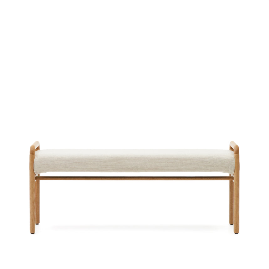 Macaret Polsterbank abnehmbarer Bezug massives Eichenholz Finish natur 120 cm FSC Mix Credit - ZEN ZONE Furniture