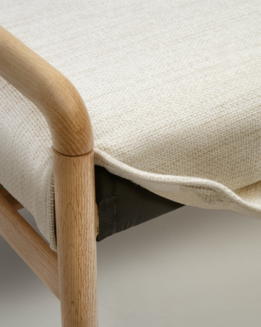 Macaret Polsterbank abnehmbarer Bezug massives Eichenholz Finish natur 120 cm FSC Mix Credit - ZEN ZONE Furniture