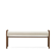 Macaret Polsterbank abnehmbarer Bezug massives Eichenholz Finish Nussbaum 120 cm FSC Mix Credit - ZEN ZONE Furniture