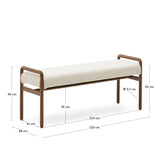 Macaret Polsterbank abnehmbarer Bezug massives Eichenholz Finish Nussbaum 120 cm FSC Mix Credit - ZEN ZONE Furniture