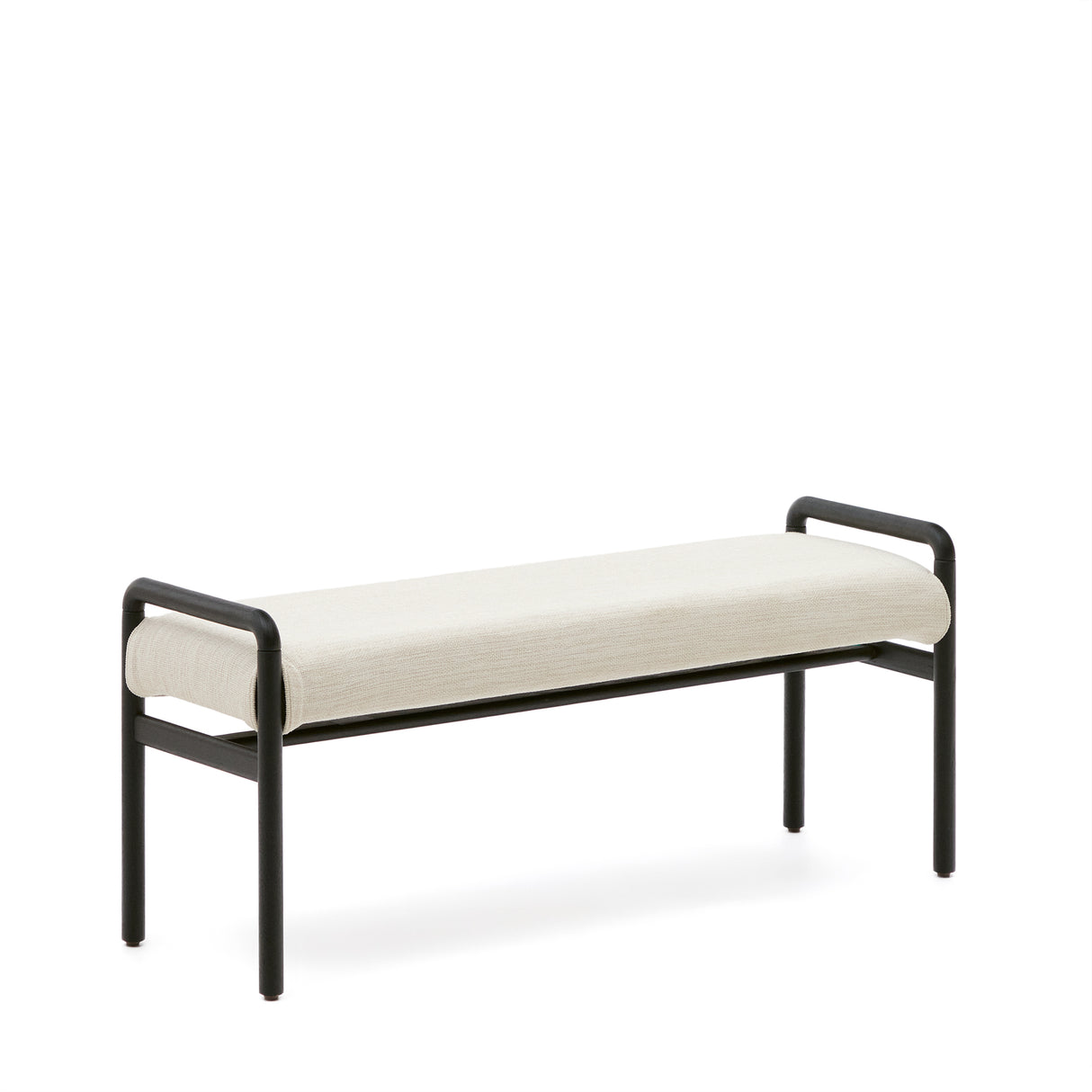 Macaret Polsterbank abnehmbarer Bezug massives Eichenholz in Schwarz 120 cm FSC Mix Credit - ZEN ZONE Furniture