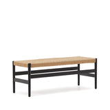Zaide Bank aus massivem Eichenholz mit schwarzem Finish und Seilsitzfläche FSC 100% 120 cm - ZEN ZONE Furniture