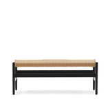 Zaide Bank aus massivem Eichenholz mit schwarzem Finish und Seilsitzfläche FSC 100% 120 cm - ZEN ZONE Furniture