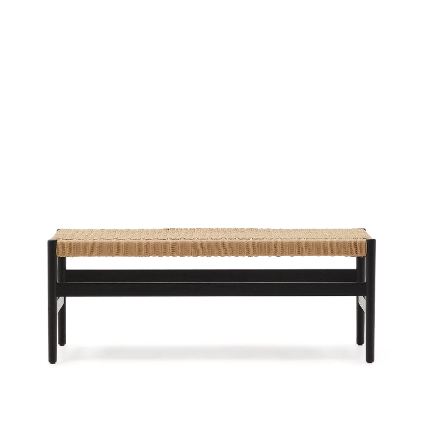 Zaide Bank aus massivem Eichenholz mit schwarzem Finish und Seilsitzfläche FSC 100% 120 cm - ZEN ZONE Furniture