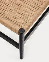 Zaide Bank aus massivem Eichenholz mit schwarzem Finish und Seilsitzfläche FSC 100% 120 cm - ZEN ZONE Furniture