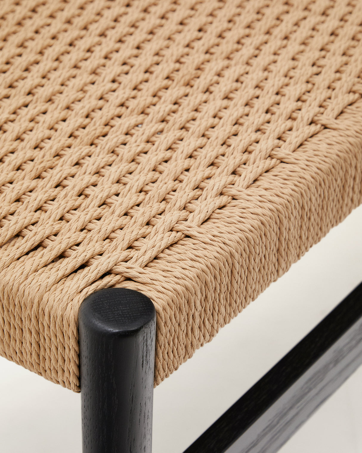 Zaide Bank aus massivem Eichenholz mit schwarzem Finish und Seilsitzfläche FSC 100% 120 cm - ZEN ZONE Furniture