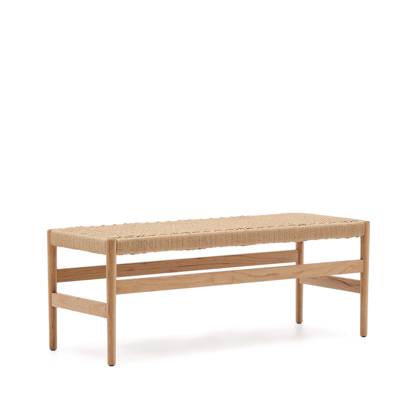 Zaide Bank aus massivem Eichenholz mit naturfarbenem Finish und Seilsitzfläche FSC 100% 120 cm - ZEN ZONE Furniture