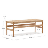 Zaide Bank aus massivem Eichenholz mit naturfarbenem Finish und Seilsitzfläche FSC 100% 120 cm - ZEN ZONE Furniture