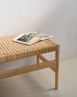 Zaide Bank aus massivem Eichenholz mit naturfarbenem Finish und Seilsitzfläche FSC 100% 120 cm - ZEN ZONE Furniture