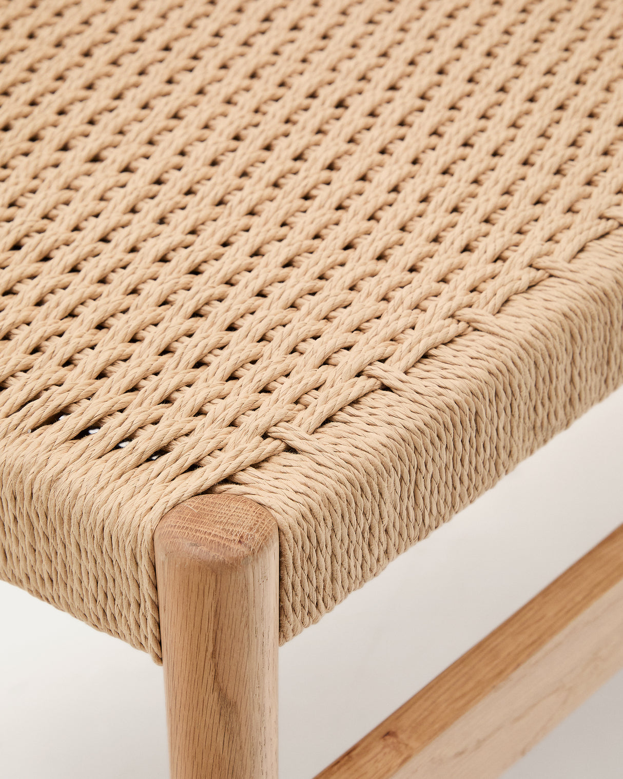 Zaide Bank aus massivem Eichenholz mit naturfarbenem Finish und Seilsitzfläche FSC 100% 120 cm - ZEN ZONE Furniture