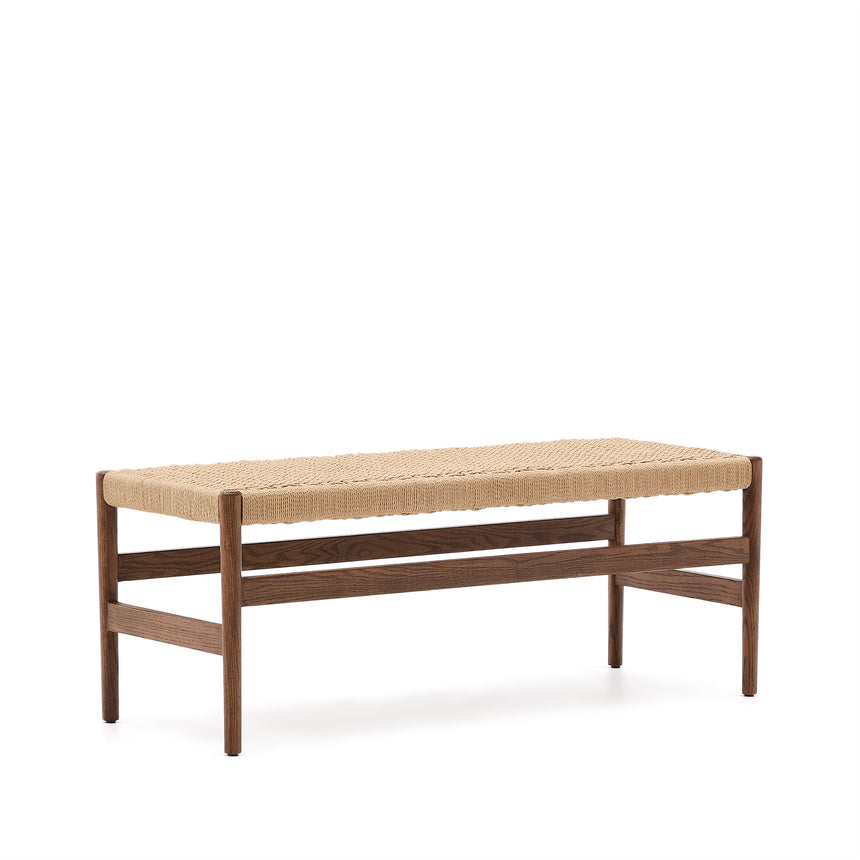 Zaide Bank aus massivem Eichenholz mit Nussbaum-Finish und Seilsitzfläche FSC 100% 120 cm - ZEN ZONE Furniture