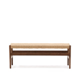 Zaide Bank aus massivem Eichenholz mit Nussbaum-Finish und Seilsitzfläche FSC 100% 120 cm - ZEN ZONE Furniture