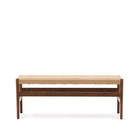 Zaide Bank aus massivem Eichenholz mit Nussbaum-Finish und Seilsitzfläche FSC 100% 120 cm - ZEN ZONE Furniture