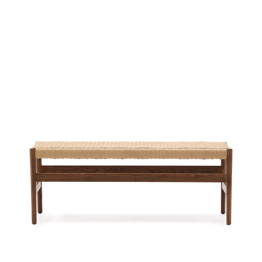 Zaide Bank aus massivem Eichenholz mit Nussbaum-Finish und Seilsitzfläche FSC 100% 120 cm - ZEN ZONE Furniture