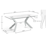 Westport Tisch aus Glas und Stahlbeine verchromt 180 x 90 cm - ZEN ZONE