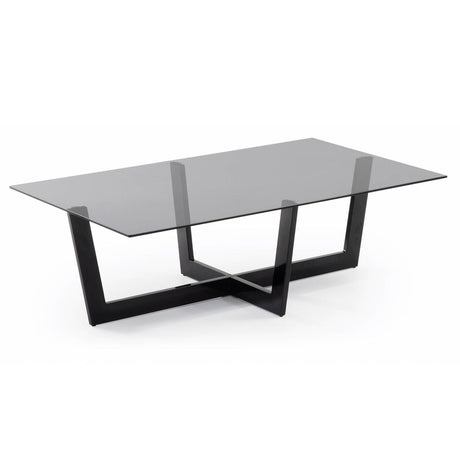 Plam Couchtisch Glas schwarz und Stahlstruktur mit schwarzem Finish 120 x 70 cm - ZEN ZONE