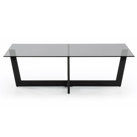 Plam Couchtisch Glas schwarz und Stahlstruktur mit schwarzem Finish 120 x 70 cm - ZEN ZONE