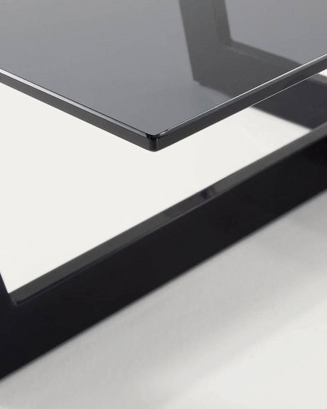 Plam Couchtisch Glas schwarz und Stahlstruktur mit schwarzem Finish 120 x 70 cm - ZEN ZONE Furniture