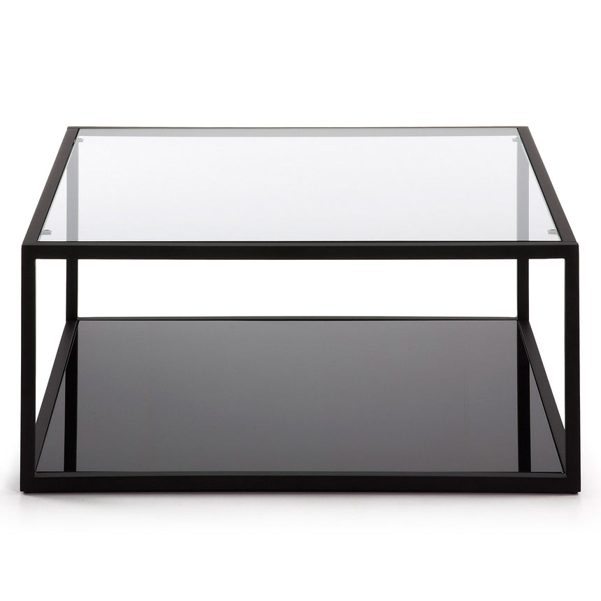 Blackhill Couchtisch 80 x 80 cm aus Glas und Stahl mit schwarzem Finish - ZEN ZONE Furniture