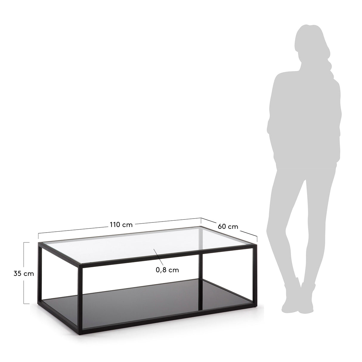 Blackhill rechteckiger Couchtisch 110 x 60 cm schwarz - ZEN ZONE