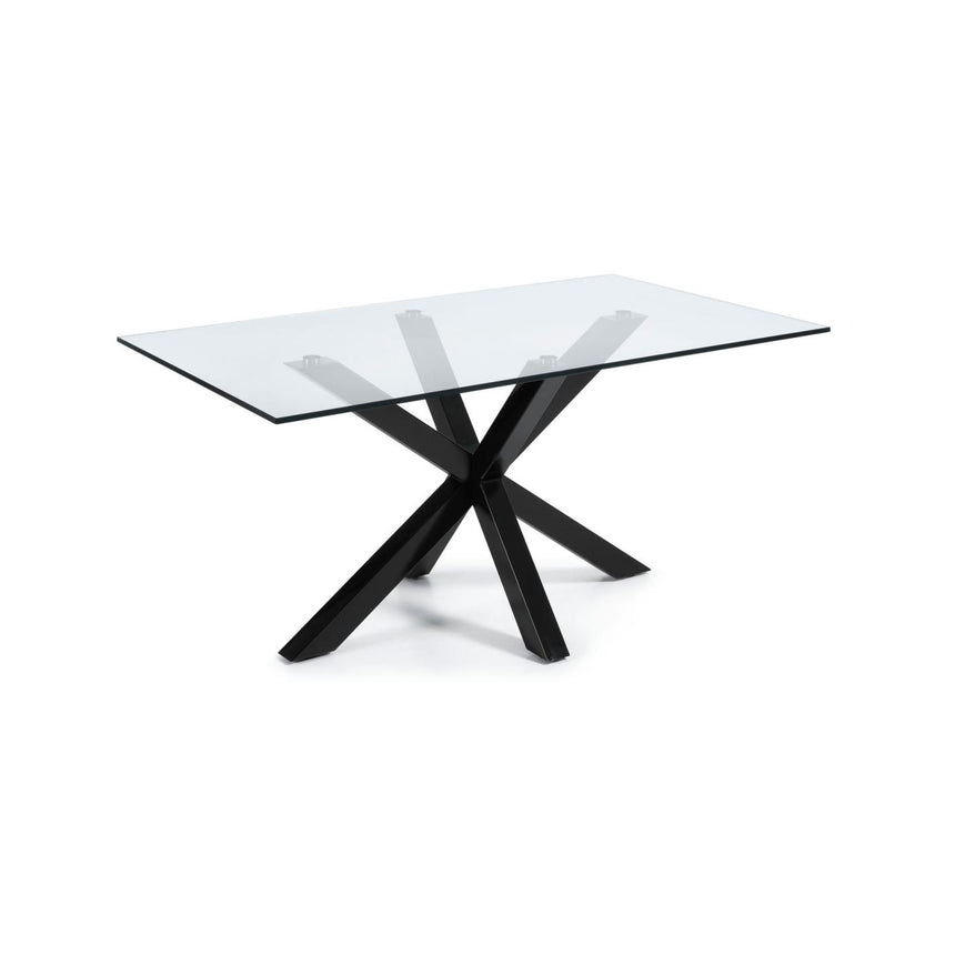 Argo Tisch aus Glas und Stahlbeine mit schwarzem Finish 160 x 90 cm - ZEN ZONE Furniture