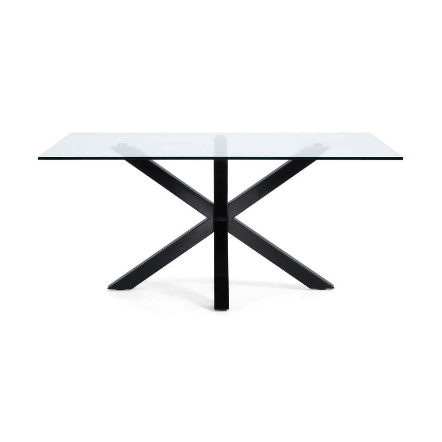 Argo Tisch aus Glas und Stahlbeine mit schwarzem Finish 160 x 90 cm - ZEN ZONE Furniture