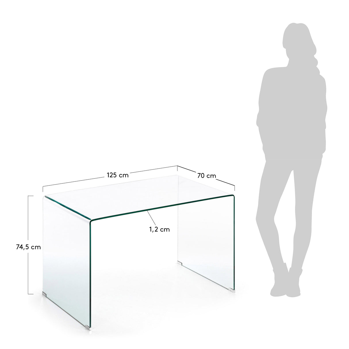 Burano Schreibtisch aus Glas 125 x 70 cm - ZEN ZONE
