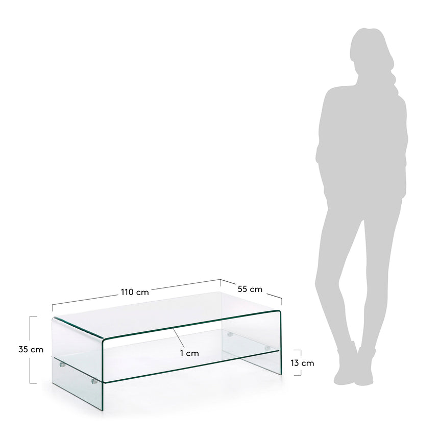 Burano Couchtisch aus Glas 110 x 55 cm - ZEN ZONE Furniture