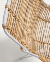 Tishana Stuhl mit Armlehnen aus Rattan und Stahl weiß - ZEN ZONE Furniture