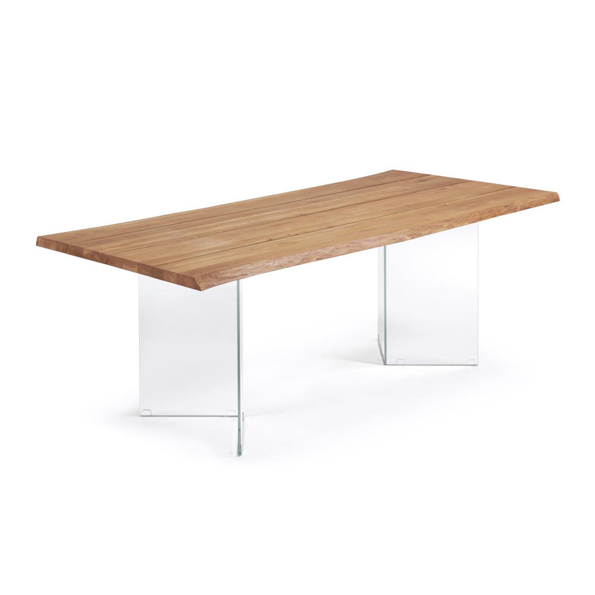 Lotty Tisch Eichenfurnier mit natürlichem Finish und Glasbeinen 220 x 100 cm - ZEN ZONE Furniture