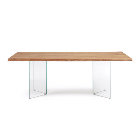 Lotty Tisch Eichenfurnier mit natürlichem Finish und Glasbeinen 220 x 100 cm - ZEN ZONE Furniture