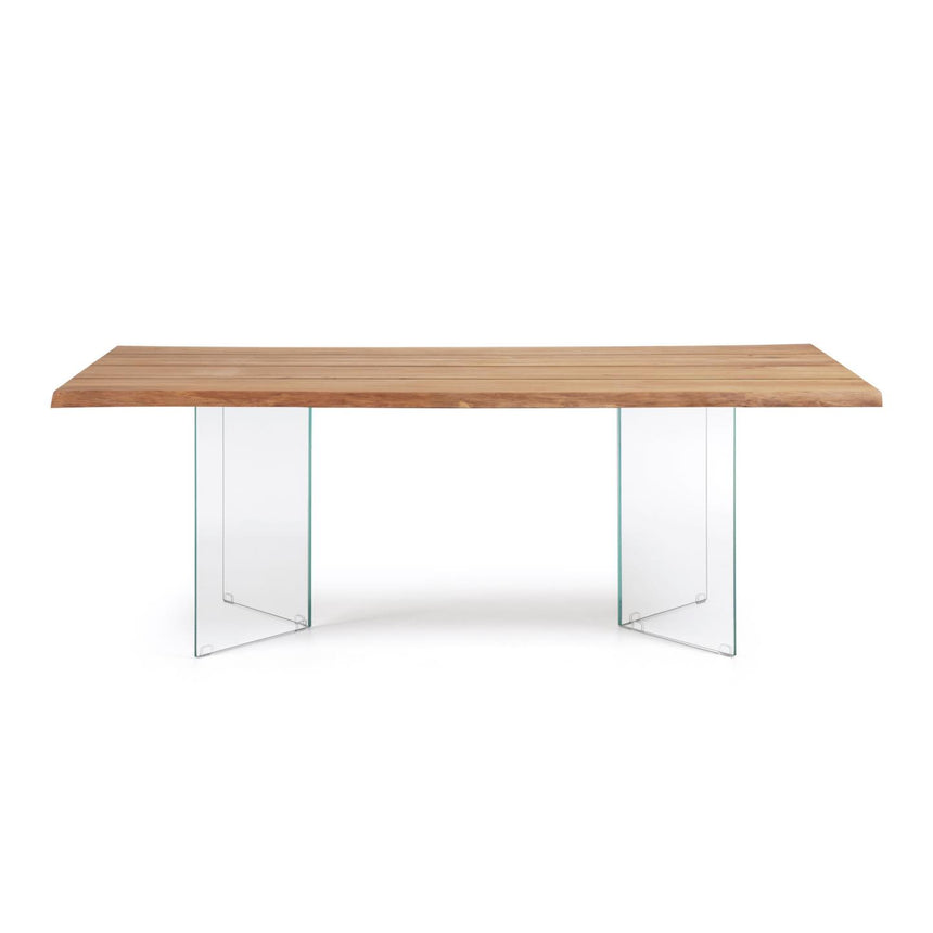 Lotty Tisch Eichenfurnier mit natürlichem Finish und Glasbeinen 220 x 100 cm - ZEN ZONE Furniture