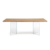 Lotty Tisch Eichenfurnier mit natürlichem Finish und Glasbeinen 220 x 100 cm - ZEN ZONE