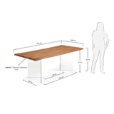 Lotty Tisch Eichenfurnier mit natürlichem Finish und Glasbeinen 220 x 100 cm - ZEN ZONE Furniture